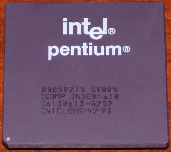Intel Pentium 75MHz CPU A8050275 sSpec: SY005 SSS Icomp-Index=610 1993